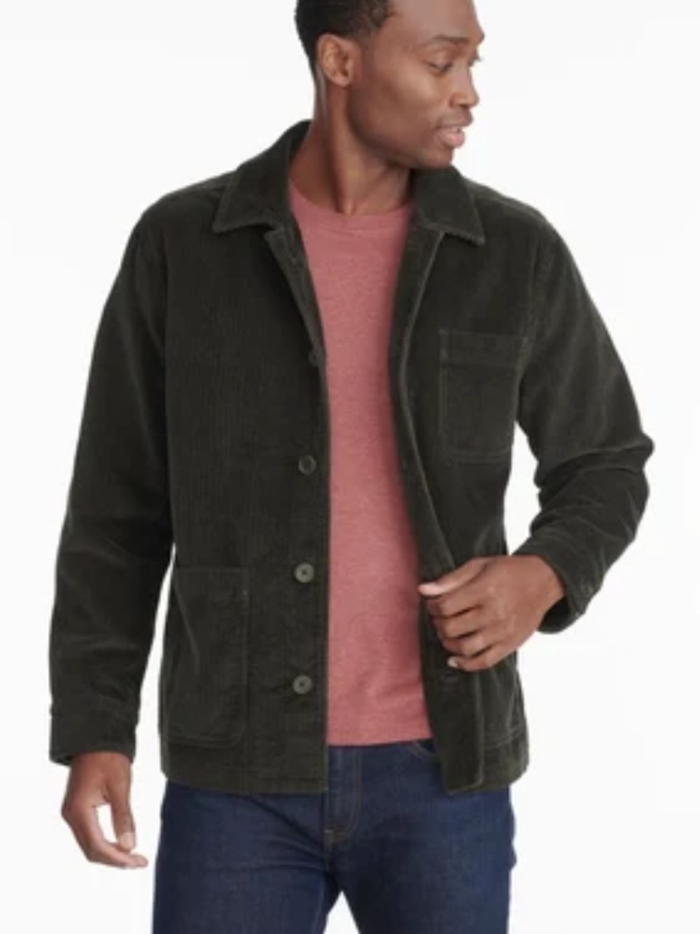 UNTUCKIT BARNS CORDUROY CHORE JACKET SIZE M Olive Green Shacket